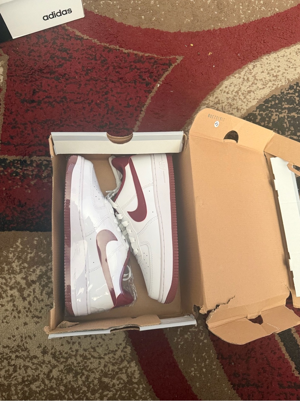 adidas White Sneakers with Maroon Accents